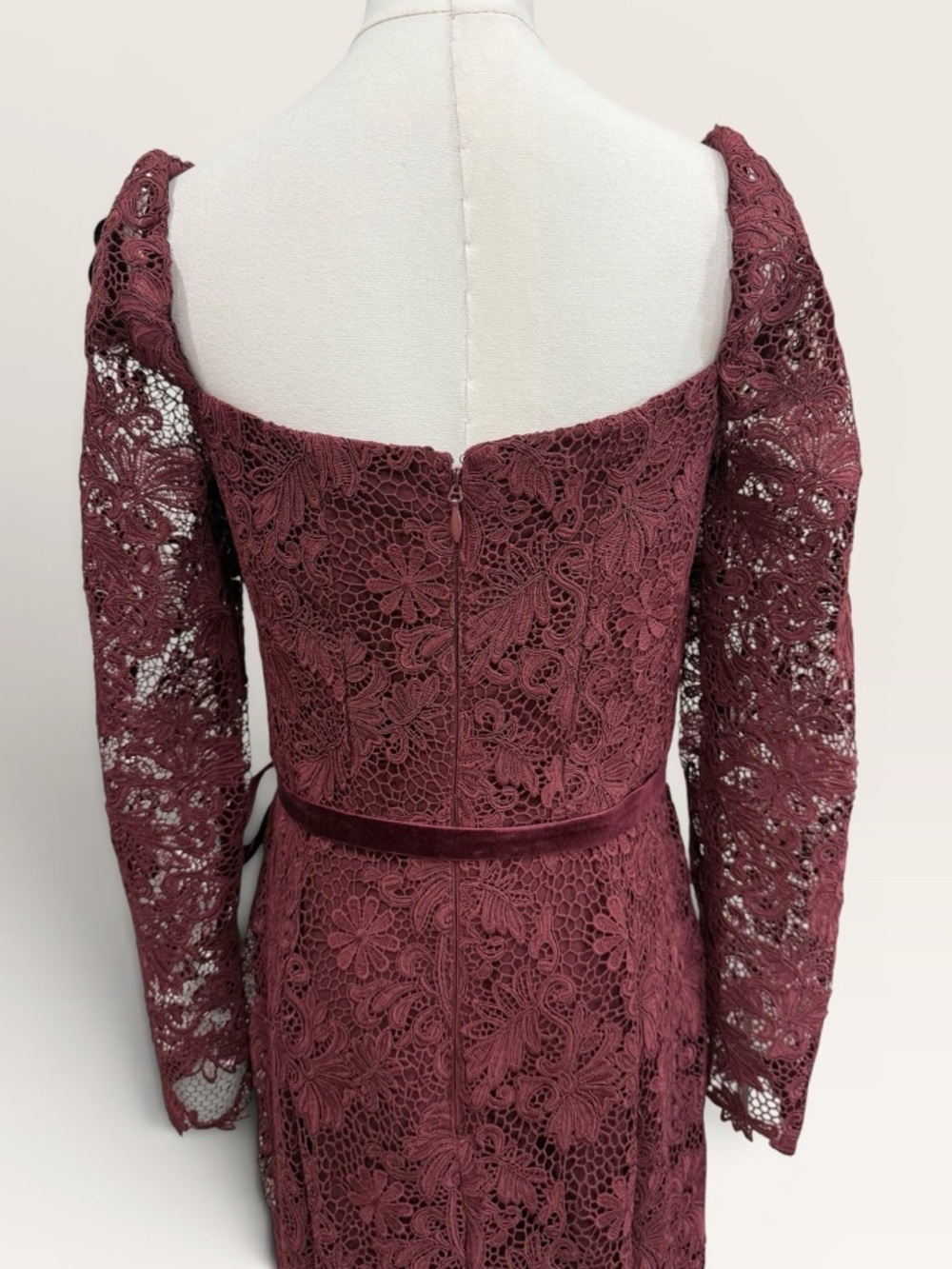 Muse by Marchesa Cypress Corded Lace Floral Applique Sweetheart Dress NWT Garnet - Picture 8 of 15